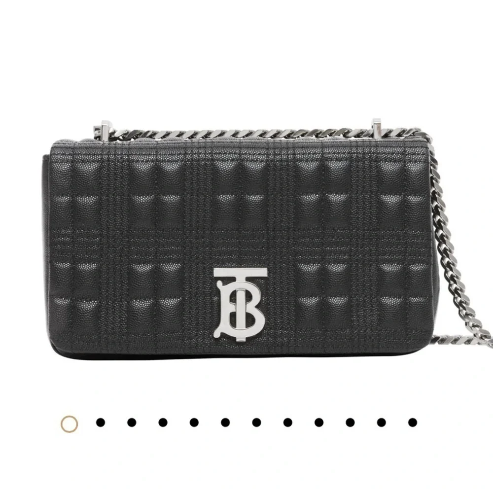NWT BURBERRY Small Lola Quilted Leather CL Bag Black Silvertone